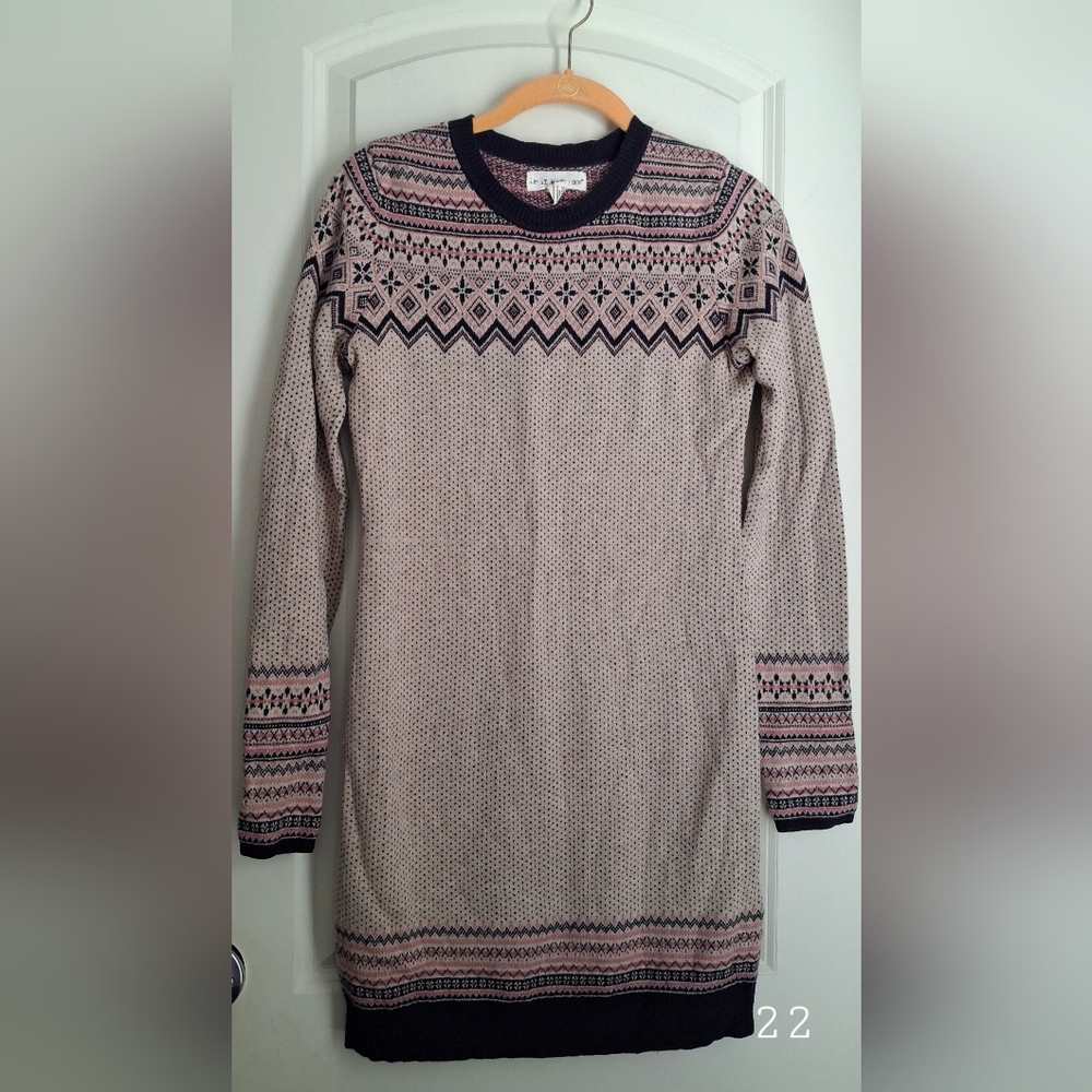If It Were Me Anthropologie Blend Long Sleeve Sweater Dress XS Nordic Winter